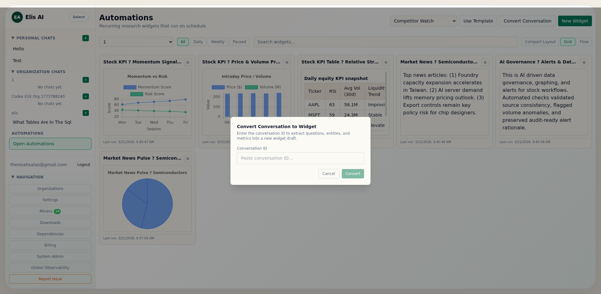 Convert Conversation dialog with conversation ID input