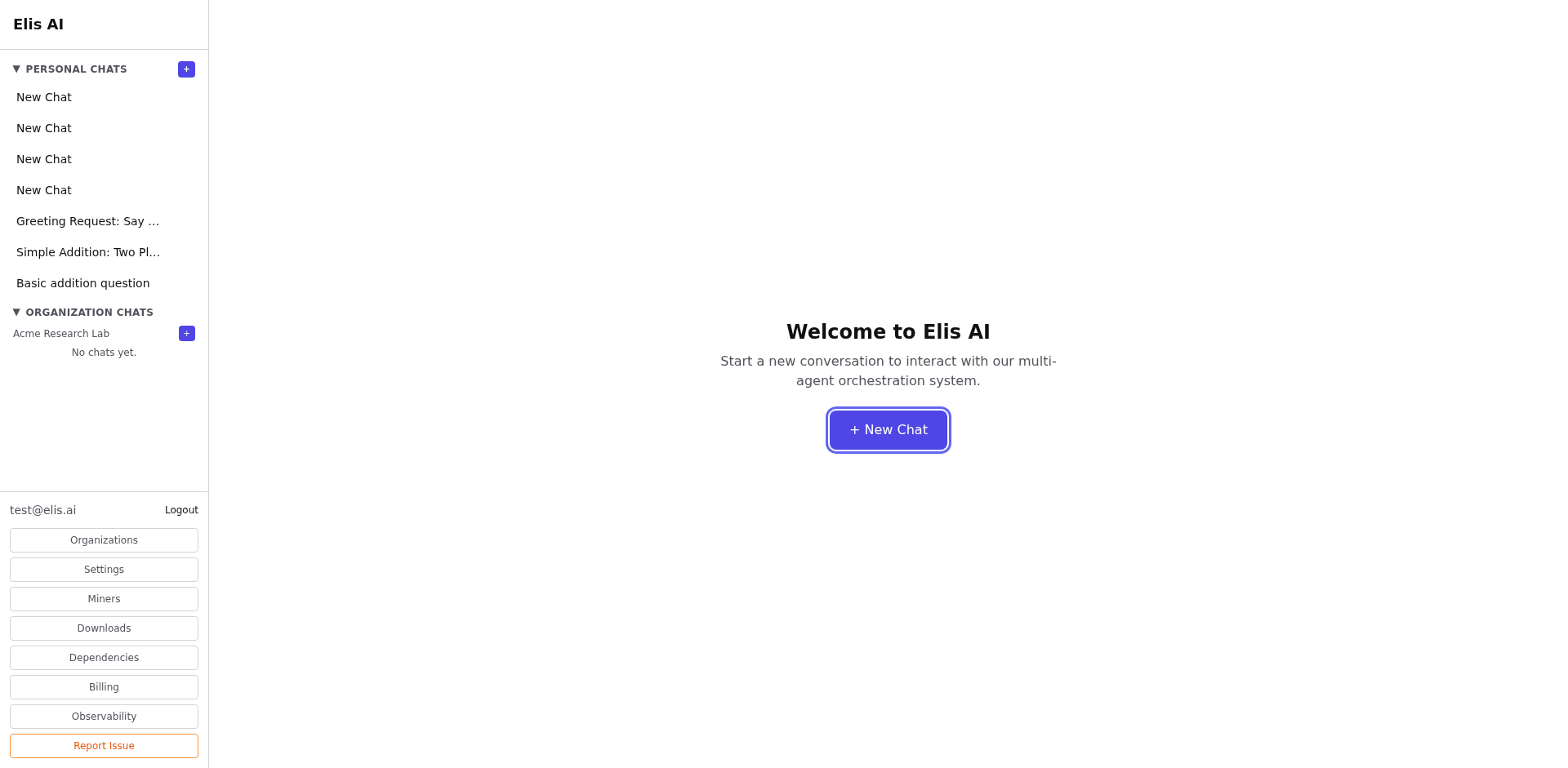 Sidebar with New Chat button